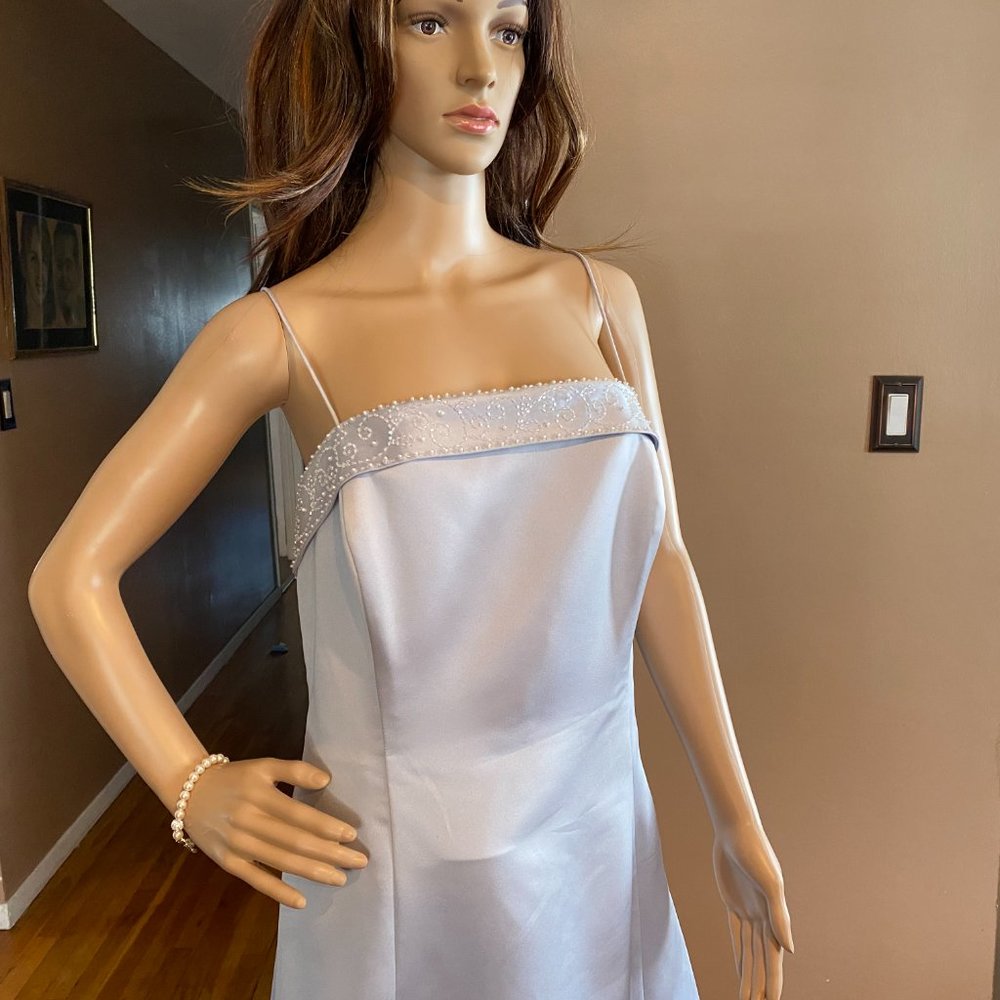 Michaelangelo Pearl Gray Formal Dress W/Beadwork Size 16 Prom Bridal Sweet 16 - Picture 2 of 11